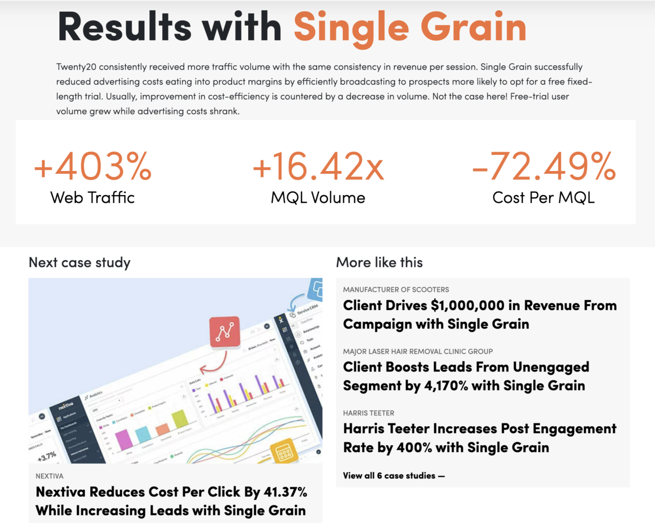 Internal links on case study page