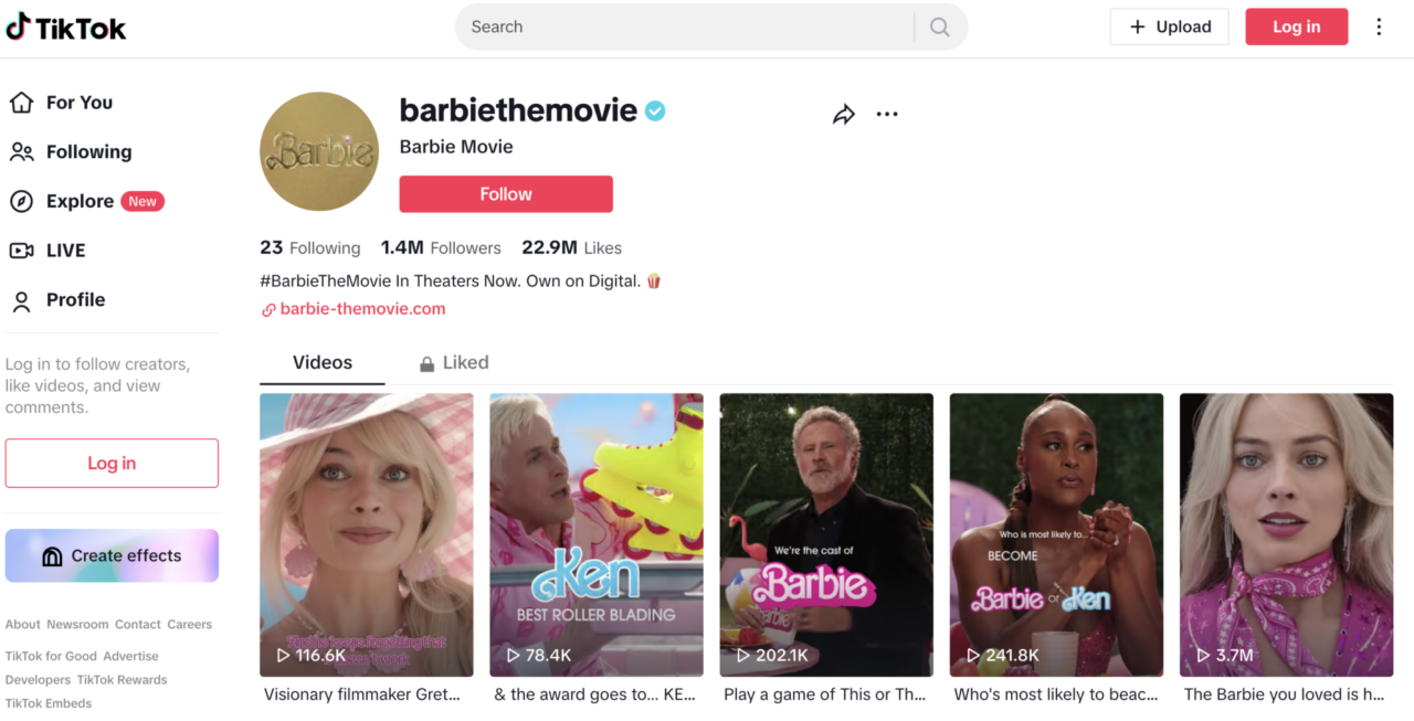 Barbie movie on TikTok as example of successful Digital Marketing Campaign